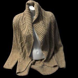 Cleo Beige Elsamanda style  Wool open Cardigan Size Small